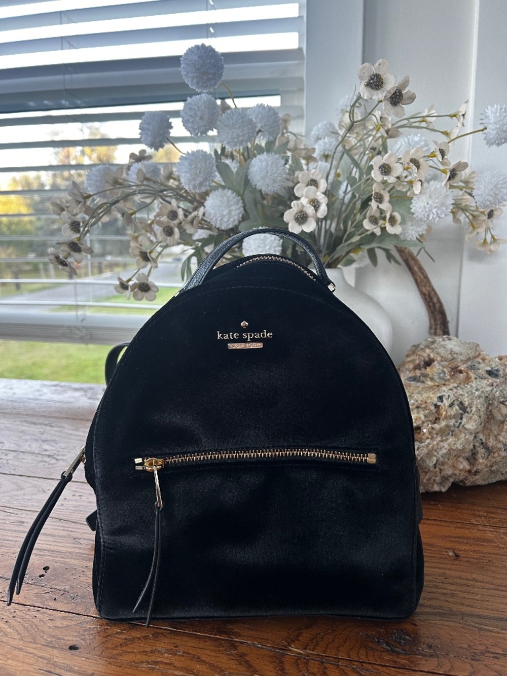 Black Velvet Small Kate Spade Backpack